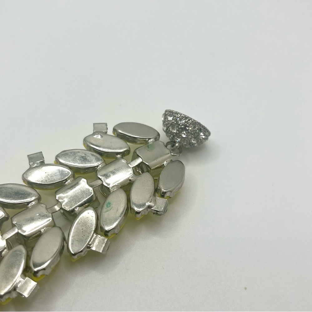 Vintage Yellow Rhinestone Statement Bracelet Lemo… - image 4